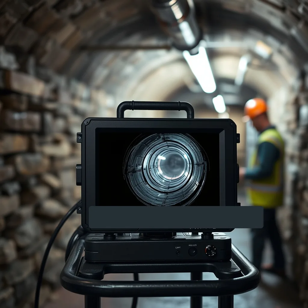 Drain camera inspection monitor in a New Hampshire basement